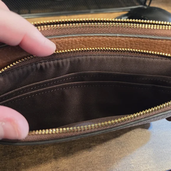 Coach Pebbled Leather Wristlet - Brown - Picture 3 of 9